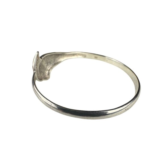 Sterling Silver Ladies Hinged Bracelet Elegantly Designed Modernist Style - Picture 3 of 5